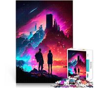 Jigsaw Puzzles for Adults 1000 Pieces Couple Watch the City Burn Analyse und Logik Geburtstagsgeschenk, Geschenke75x50cm