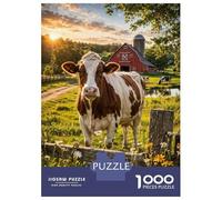 Jigsaw Puzzles for Adults 1000 Pieces Cow in A Farm Field at Sunset Adult Jigsaw Puzzle Toy Wall Decor Difficult Hard Gifts for Friends And Family 38x26cm/1000pcs