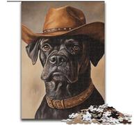 Jigsaw Puzzles for Adults 1000 Pieces Cowboy Boxer Dog, Toys Educational Games Stress Relieving Unique Home Decor And Gifts (Size 26x38cm)
