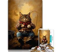 Jigsaw Puzzles for Adults 1000 Pieces Cowboy Cat Teenager Jigsaw,Fun Present & Activity for Home,Toy for Rainy Days (size 38x26cm)