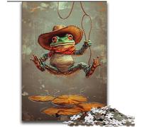Jigsaw Puzzles for Adults 1000 Pieces Cowboy Frog,Family Activity Fun at Home Activities,Birthday Present,Travel Gifts 38X52CM