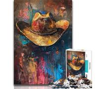 Jigsaw Puzzles for Adults 1000 Pieces Cowboy Hat Puzzles for Adults,Stress Reliever Staycation Kill Time Enhance Love between Couples (size 38x26cm)