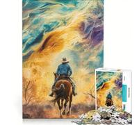Jigsaw Puzzles for Adults 1000 Pieces Cowboy Riding Into The Unknown, Educational Game, Home Art Decor, for Is Ideal As A Gift 50x75cm