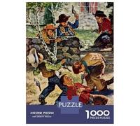 Jigsaw Puzzles for Adults 1000 Pieces Cowboys Play Puzzle for Adults Brain Teaser Game Birthday Present Educational Challenge 70x50cm/1000pcs
