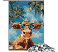Jigsaw Puzzles for Adults 1000 Pieces Cows at The Seaside,Family Activity Fun at Home Activities,Birthday Present,Travel Gifts 38X26CM