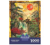 Jigsaw Puzzles for Adults 1000 Pieces Crimson Sun Sanctuary Retro Art Jigsaw Puzzle Relaxing Games Precision Cutting Unique Birthday And Xmas Gifts 52x38cm/1000pcs