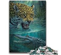 Jigsaw Puzzles for Adults 1000 Pieces Crocodile And Leopard Help The Brain Exercise Addictive Toys to Cultivate Patience A Work of Art 50x75cm