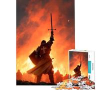 Jigsaw Puzzles for Adults 1000 Pieces Crusader Knight Sword Victory for Educational Game Learning Educational Toys Secret Santa Gifts Home Decoration (Size 75x50cm)