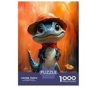 Jigsaw Puzzles for Adults 1000 Pieces Cute Alligator with A Hat Adult Jigsaw Hands-on Game Pattern Assembly Challenging To Complete 38x26cm/1000pcs