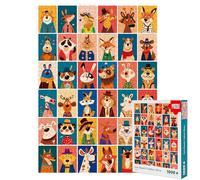 Jigsaw Puzzles for Adults 1000 Pieces - Cute Beasts' Fashion Show, Challenging & Whimsical 1000 Piece Jigsaw Puzzles for Adults, Fox Deer Bear Dog Rabbit Unicor Panda Animal Puzzle