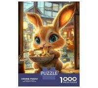 Jigsaw Puzzles for Adults 1000 Pieces Cute Bunny Eating Ramen Puzzles for Adults Brain Teaser Game Staycation Kill Time Birthday Present, Gifts, 52x38cm/1000pcs