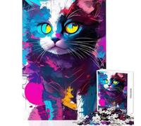 Jigsaw Puzzles for Adults 1000 Pieces Cute Cat Abstract CMYK Educational Toy Great Gifts And Toys Brain Teaser Game Every Piece Is Unique - (Size 38x26cm)