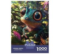 Jigsaw Puzzles for Adults 1000 Pieces Cute Chameleon in Jungle Puzzles for Adults Brain Teaser Game Staycation Kill Time Birthday Present, Gifts, 52x38cm/1000pcs