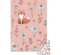 Jigsaw Puzzles for Adults 1000 Pieces Cute Fox & Daisy Pattern Adult Jigsaw Puzzle Relax Games Difficult Hard Great Gift for Gaming 52x38cm/1000pcs