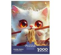 Jigsaw Puzzles for Adults 1000 Pieces Cute Kitty Noodle Feast Adult Jigsaw Hands-on Game Pattern Assembly Challenging To Complete 38x26cm/1000pcs