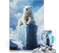 Jigsaw Puzzles for Adults 1000 Pieces Cute Polar Bear on Iceberg Difficult and Challenge is ideal as gifts for the whole family 26x38cm