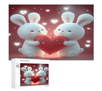 Jigsaw Puzzles for Adults 1000 Pieces Cute Rabbit Wooden Puzzle Relaxing Game Brain Teasers （75×50cm）