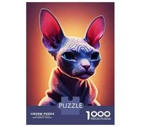 Jigsaw Puzzles for Adults 1000 Pieces Cute Sphynx Adult Jigsaw Puzzle Brain Teaser Game Precision Cutting Educational Challenge 70x50cm/1000pcs