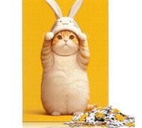 Jigsaw Puzzles for Adults 1000 Pieces Cute Tabby Easter Cat Wooden Jigsaw Puzzle Educational Puzzle Family Game for Teenager Birthday 1000pcs (75x50cm)