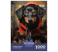 Jigsaw Puzzles for Adults 1000 Pieces Dachshund Dog Puppy Pup Puzzle for Adults Brain Teaser Game Birthday Present Educational Challenge 52x38cm/1000pcs