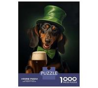Jigsaw Puzzles for Adults 1000 Pieces Dachshund Loves Brew Puzzle for Adults Brain Teaser Game Birthday Present Educational Challenge 52x38cm/1000pcs