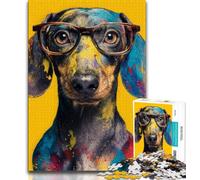 Jigsaw Puzzles for Adults 1000 Pieces Dachshund Wearing Glasses Adult Jigsaw,Challenging Difficult Deal As Gifts for The Whole Family (size 75x50cm)