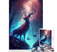 Jigsaw Puzzles for Adults 1000 Pieces Deer Enchanted Isle Educational Toy Birthday Gift Practical Game Challenging To Complete Size 50x75cm
