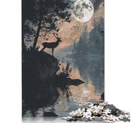 Jigsaw Puzzles for Adults 1000 Pieces Deer Silhouette by Moonlit Jigsaw Puzzle Adult Woodenboard Puzzles Brain Teaser Puzzles For Adults And Teenagers 1000pcs (75x50cm)