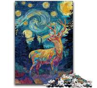 Jigsaw Puzzles for Adults 1000 Pieces Deer Under The Night Sky Puzzles for Adults,Educational Game for Birthday, Chrismas for Age 14+ (50x75cm)