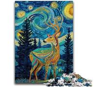 Jigsaw Puzzles for Adults 1000 Pieces Deer Under The Night Sky Teenager Puzzles,Game Toys Every Piece Is Unique - Challenging Family Fun Game (75x50cm)