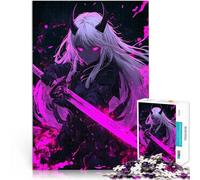 Jigsaw Puzzles for Adults 1000 Pieces Demon Girl with Sword Präzisionsschnitt Künstlersammlung, Bildende Kunst38x26cm