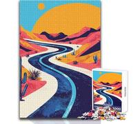 Jigsaw Puzzles for Adults 1000 Pieces Desert Highway Road Abstract Minimalist Art Brainteaser Family Games Learning Educational Educational Toy Size 50x75cm