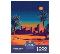 Jigsaw Puzzles for Adults 1000 Pieces Desert Oasis Night Scene Illustration Puzzles for Adults Family Game For Family Fun Birthday Present, Gifts, 70x50cm/1000pcs