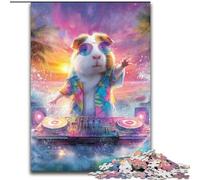 Jigsaw Puzzles for Adults 1000 Pieces DJ Guinea Pig Learning Educational Toys Fun at Home Activities, Birthday Present,Travel Gifts 26x38cm