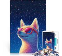 Jigsaw Puzzles for Adults 1000 Pieces Dog in Sunglasses Against Stars Mustermontage Die Liebe zwischen Paaren stärken50x70cm