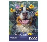 Jigsaw Puzzles for Adults 1000 Pieces Doggy Bubble Bath Fun Adult Jigsaw Puzzle Brain Teaser Game Precision Cutting Educational Challenge 70x50cm/1000pcs