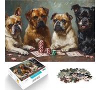 Jigsaw Puzzles for Adults 1000 Pieces Dogs Playing Poker Denksportaufgabe für einzigartiges Herausforderungsspiel52x38cm