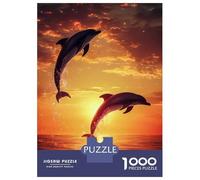 Jigsaw Puzzles for Adults 1000 Pieces Dolphins Jumping at Sunset Adult Jigsaw Hands-on Game Pattern Assembly Challenging To Complete 70x50cm/1000pcs