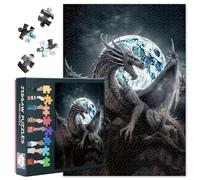 Jigsaw Puzzles for Adults 1000 Pieces - Dragon Lunar Flames Epic Fantasy Artwork, Challenging Adult Puzzles with Premium Quality - Completed Size 27.5x19.7 in