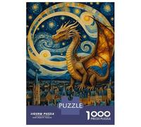 Jigsaw Puzzles for Adults 1000 Pieces Dragon Over Cityscape Puzzles for Adults Relaxing Games Presents for Women Challenging Game Gifts 38x26cm/1000pcs