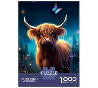 Jigsaw Puzzles for Adults 1000 Pieces Dreamy Highland Cow Puzzle for Adults Brain Teaser Game Birthday Present Educational Challenge 70x50cm/1000pcs