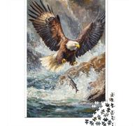 Jigsaw Puzzles for Adults 1000 Pieces Eagle Fishing Art Print Jigsaw Puzzle Relaxing Games Difficult Hard Challenging To Complete 52x38cm/1000pcs