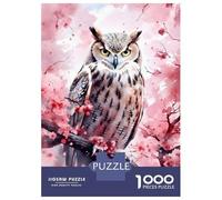 Jigsaw Puzzles for Adults 1000 Pieces Eagle Owl Cherry Blossom Puzzles for Adults Family Game For Family Fun Birthday Present, Gifts, 38x26cm/1000pcs
