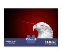 Jigsaw Puzzles for Adults 1000 Pieces Eagle with Laser Eyes on Red Puzzles for Adults Family Games Difficult Hard Challenging To Complete 38x26cm/1000pcs