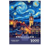 Jigsaw Puzzles for Adults 1000 Pieces Edinburgh Scotland Night Sky Art Jigsaws for Adults Relax Games Wall Decoration Educational Challenge 38x26cm/1000pcs