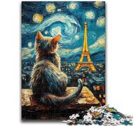 Jigsaw Puzzles for Adults 1000 Pieces Eiffel Cat Adult Jigsaw,Birthday Present, Gifts, Wall Art for Age 14 Years Up (50x75cm)