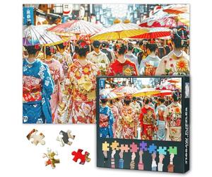 Jigsaw Puzzles for Adults 1000 Pieces Elegant Kimono Beauties Family Entertainment Puzzle Gift Home Wall Decor Japanese Street Cityscape Puzzles Challenging but Fun Puzzle Toys Gift(27.5x19.7in)