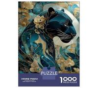 Jigsaw Puzzles for Adults 1000 Pieces Elegant Teal And Gold Panther Art Jigsaw for Adults DIY Toys Analysis And Logic Fun at Home Activities, 70x50cm/1000pcs