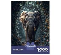 Jigsaw Puzzles for Adults 1000 Pieces Elephant in A Lush Forest Path Jigsaw for Adults Relax Games Hand Speed Race Challenging Game Gifts 52x38cm/1000pcs