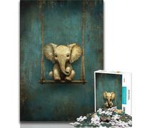 Jigsaw Puzzles for Adults 1000 Pieces Elephant Oil Painting,Challenging Game And Family Play Educational Game for Birthday,Chrismas 38x26cm